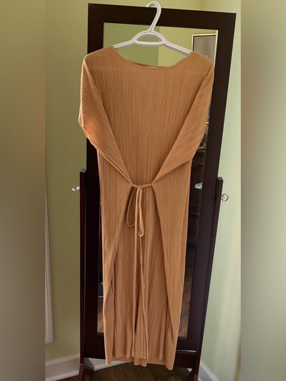 Zara Woman Basic Ribbed Midi Dress in Camel